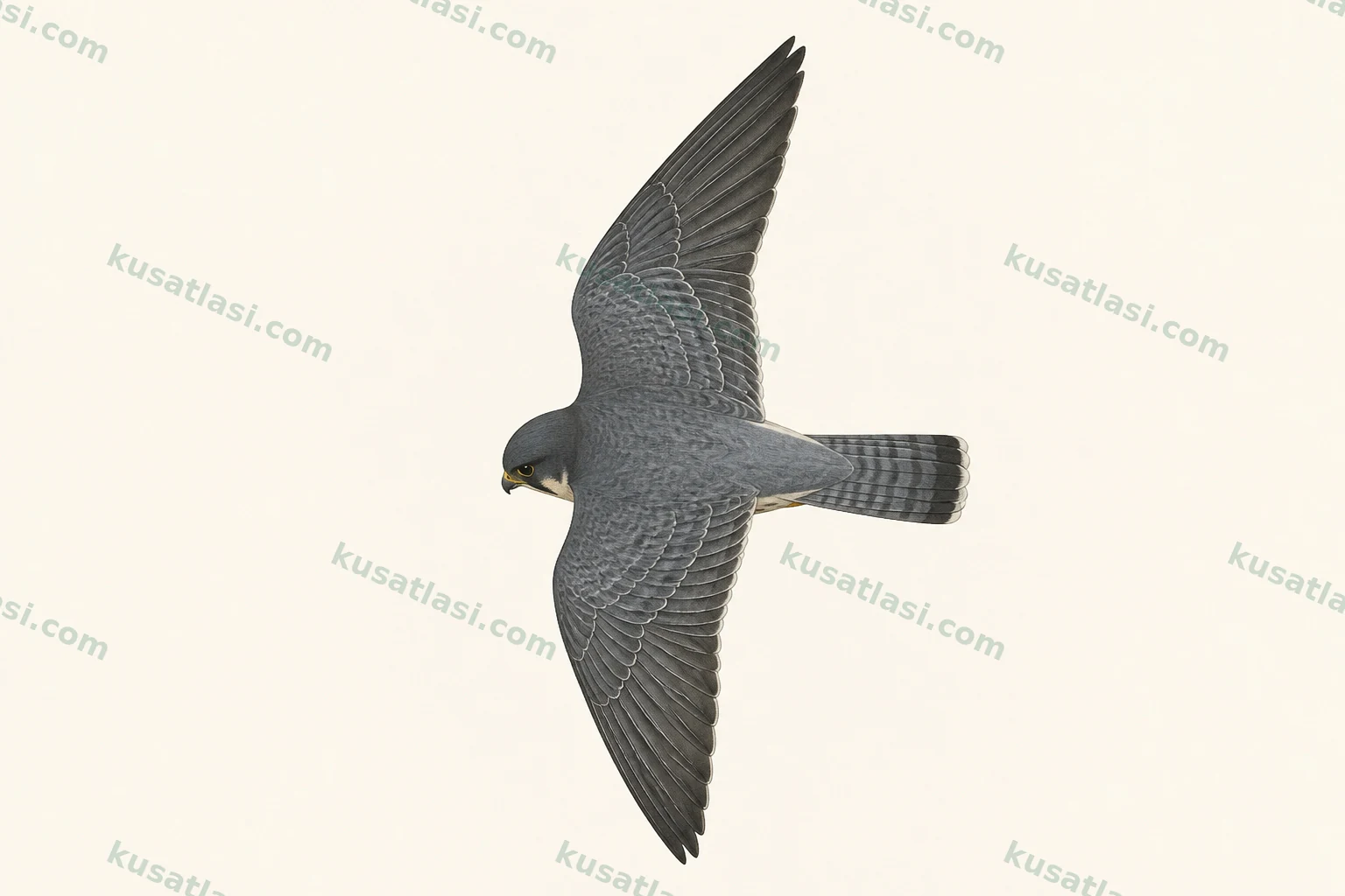 Korunmuş Boz Doğan üstten uçuş levhası; eşey/yaş uyumu denetim notu rapordadır