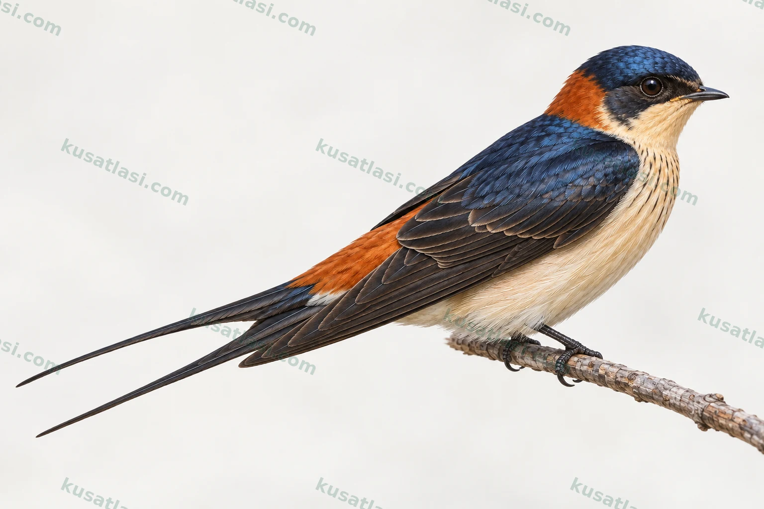African Red-rumped Swallow — yetişkin dişi tüneme