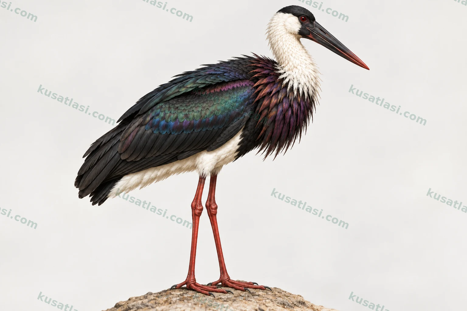 African Woolly-necked Stork — yetişkin dişi tüneme