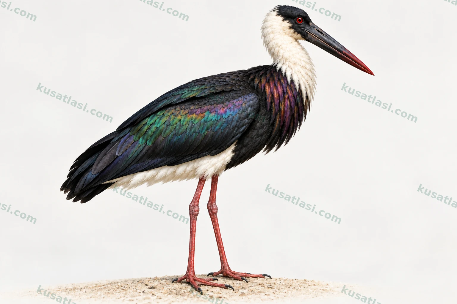African Woolly-necked Stork — yetişkin erkek tüneme
